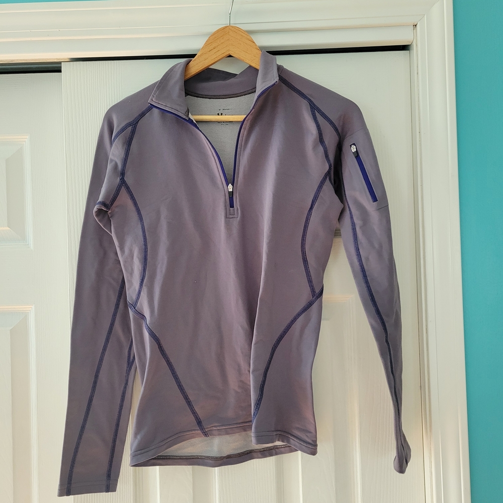 Women's Gray Long Sleeve Quarter-Zip Top Size M